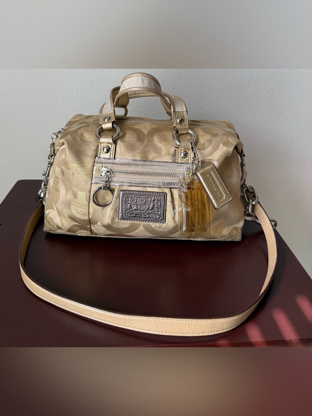 Vintage Y/K Coach Poppy Gold Signature convertible handbag
